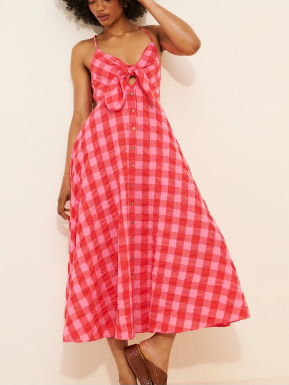 NWT Free People Gingham Cotton Seersucker Sundress